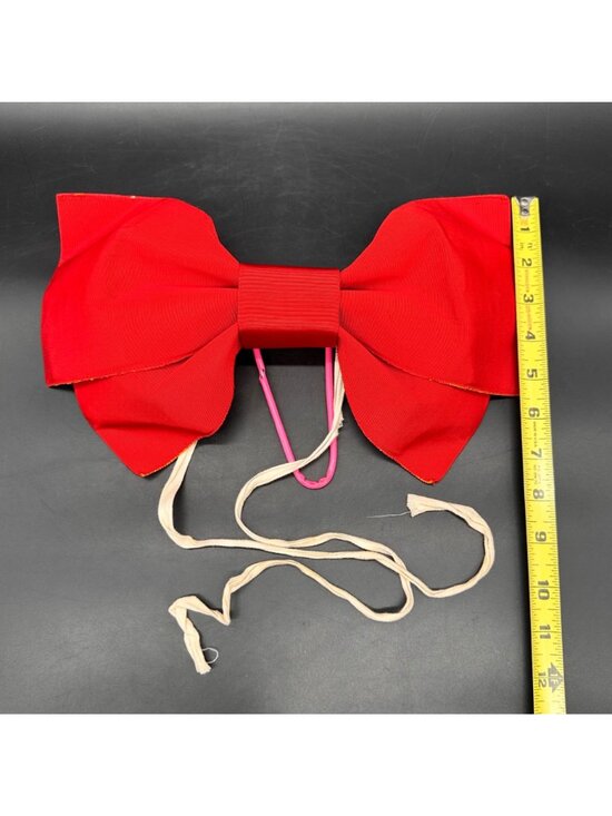 Vintage Japanese Obi Belt Pre Tied Bows Set Red Black Kimono Accessories Retro main image 4